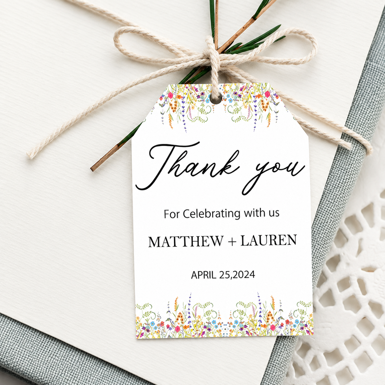 Wild Flower Theme Wedding Thank You Tag Favor /Stickers