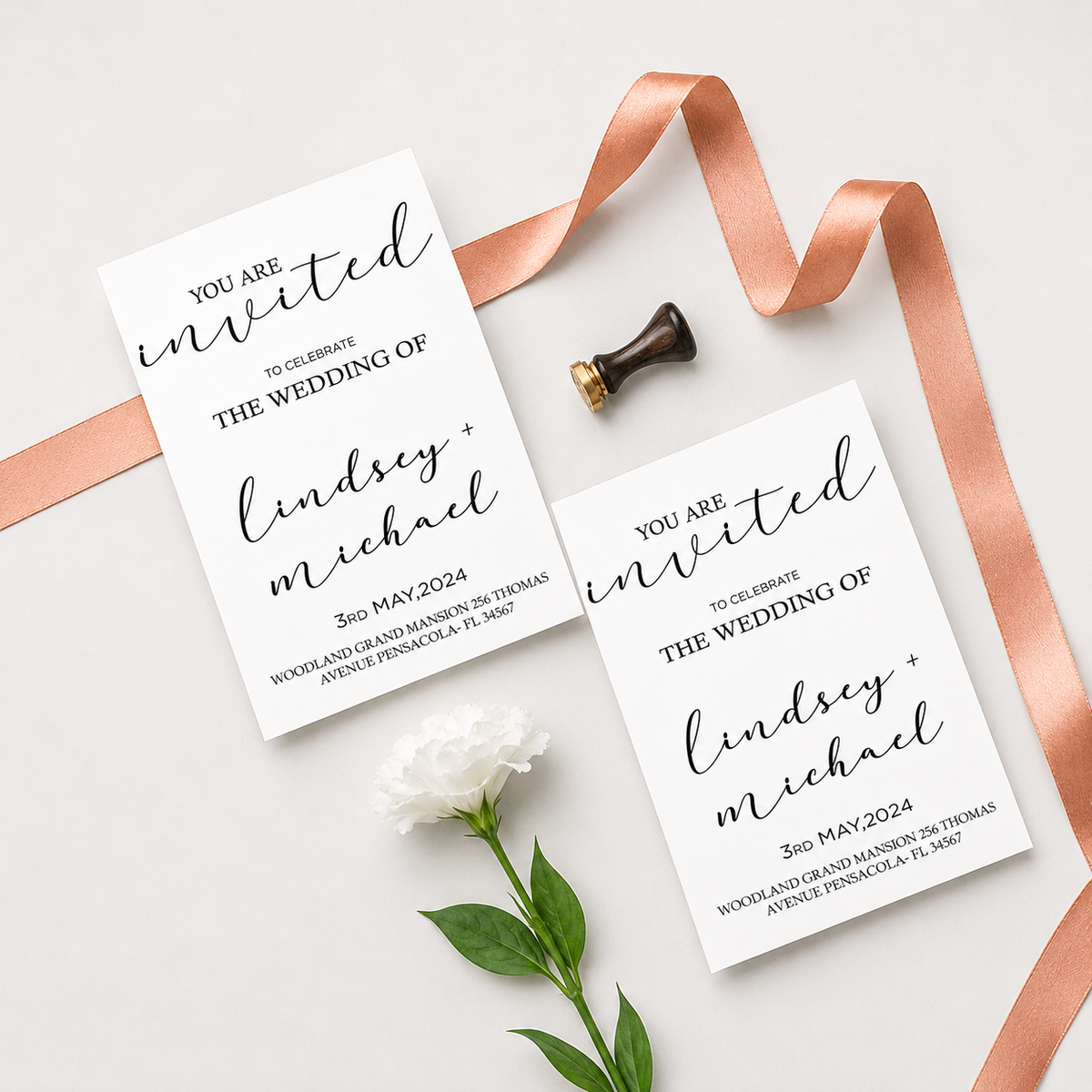 Modern Minimalist Wedding Printed Invitation Card