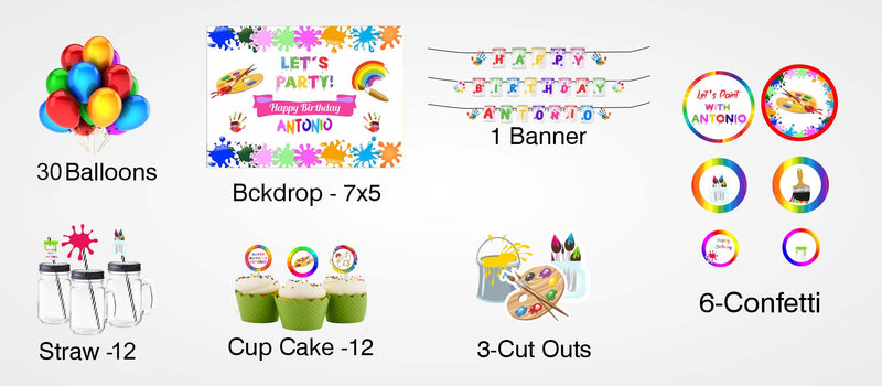 Art and Paint Birthday Complete Personalize Party Kit