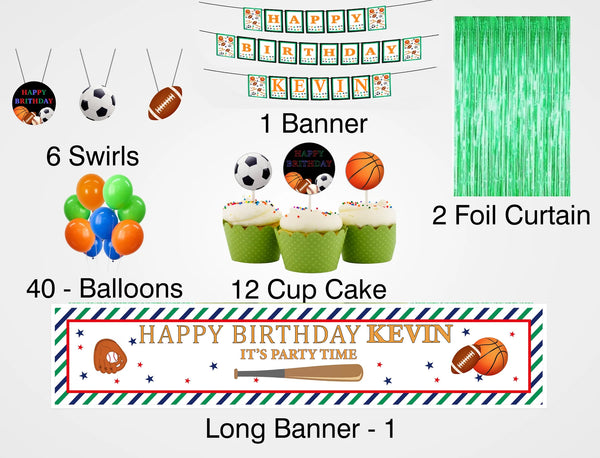 Sports Theme Birthday Party Decoration Kit - Personalized