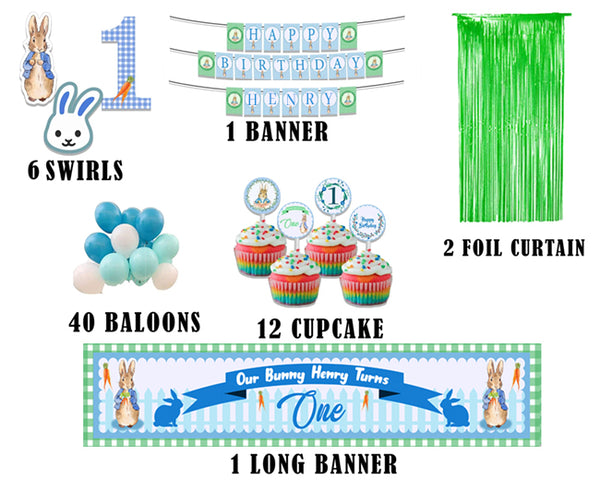 Bunny Birthday Party Decoration Kit - Personalized