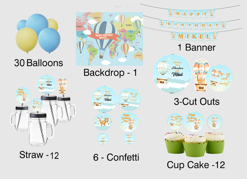 Hot Air Birthday Complete Personalize Party Kit