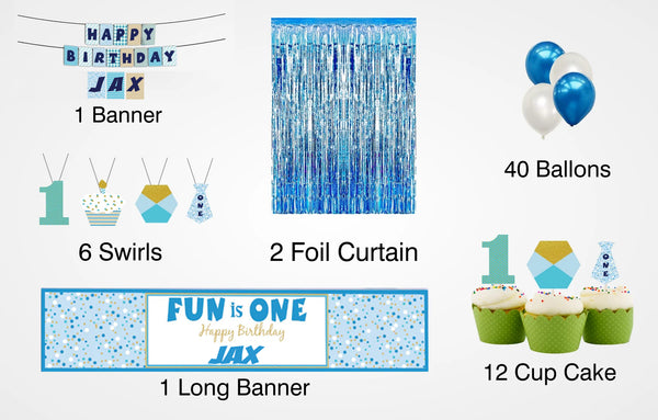 One Is Fun Birthday Party Decoration Kit - Personalized