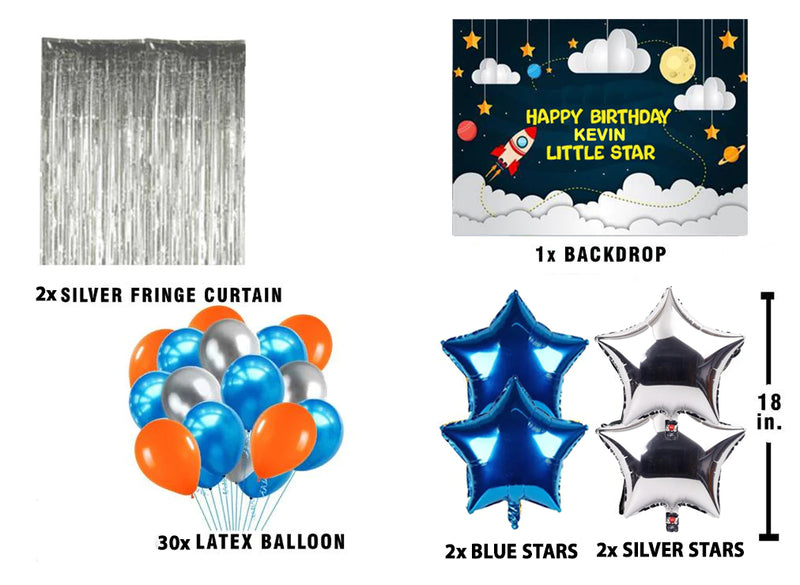 Space Birthday Party Complete Set with Personalized Backdrop