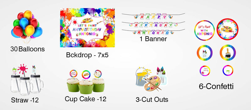 Art and Paint Birthday Complete Personalize Party Kit