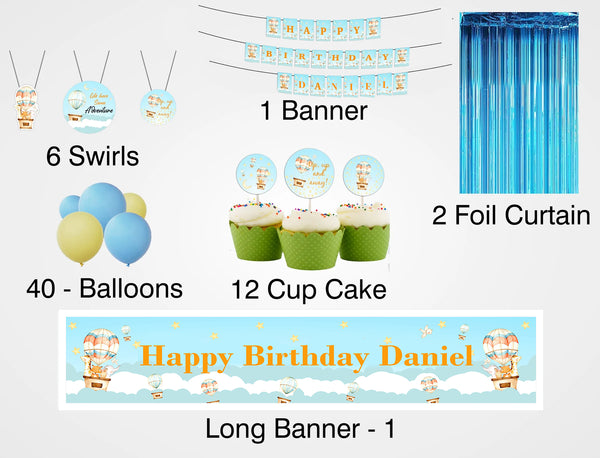 Hot Air Birthday Party Decoration Kit - Personalized