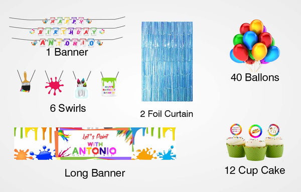 Art and Paint Birthday Party Decoration Kit - Personalized