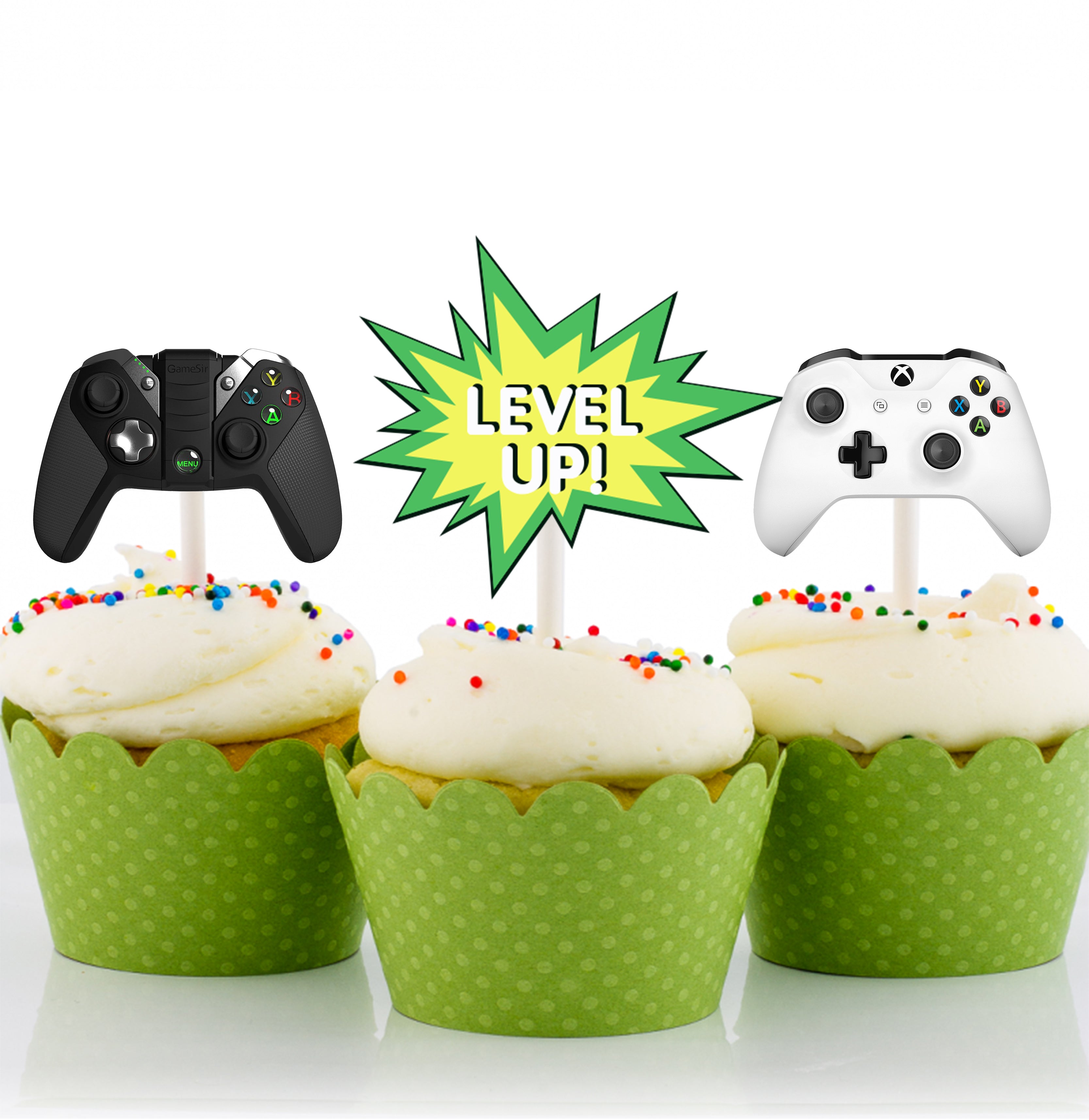 Gaming Theme Birthday Party Cupcake Toppers for Decoration