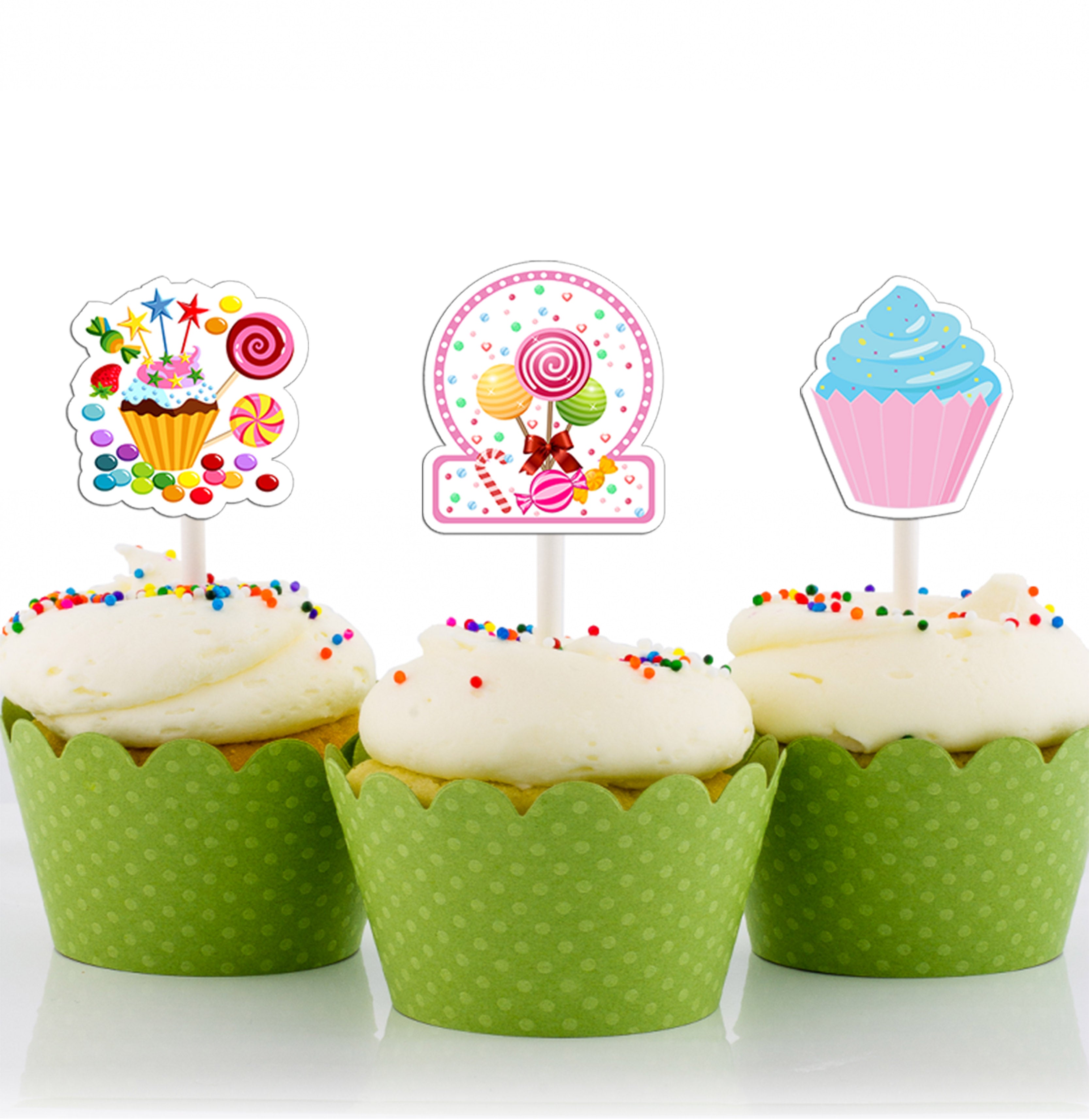 Candyland Birthday Party Cupcake Toppers for Decoration