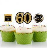 60th Theme Birthday Party Cupcake Toppers for Decoration