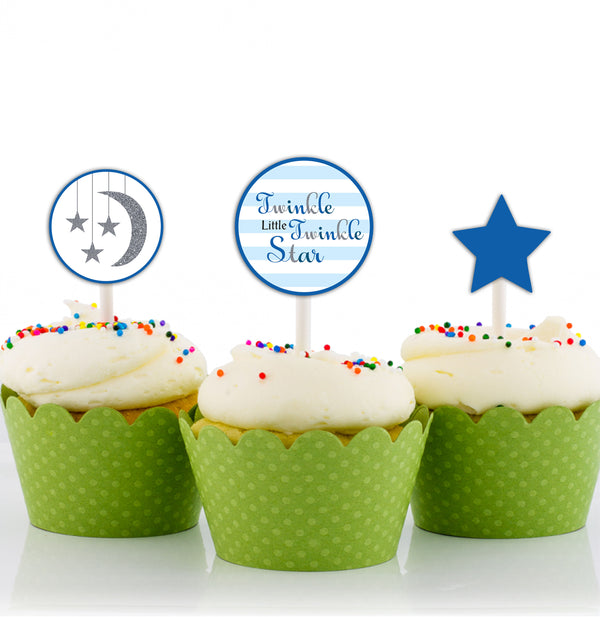 Twinkle Twinkle Little Star Birthday Party Cupcake Toppers for Decoration