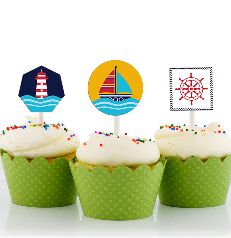 Buy Nautical Theme Birthday Party Decoration Cup Cake Topper, Party  Supplies