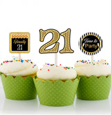 21st Theme Birthday Party Cupcake Toppers for Decoration