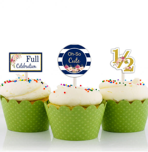 Half Birthday Boys Birthday Party Cupcake Toppers for Decoration