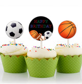 Sports Theme Birthday Party Cupcake Toppers for Decoration