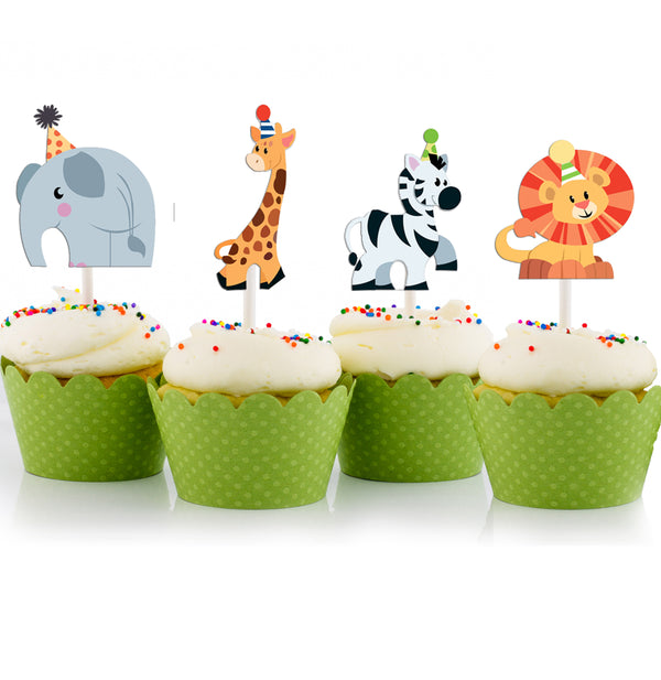 Jungle Safari Theme Birthday Party Cupcake Toppers for Decoration