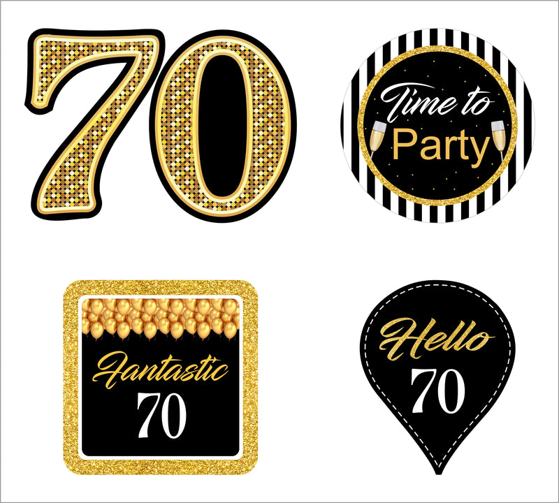 70th Theme Birthday Party Cupcake Toppers for Decoration