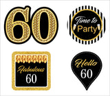 60th Theme Birthday Party Cupcake Toppers for Decoration