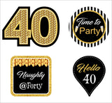 40th Theme Birthday Party Cupcake Toppers for Decoration