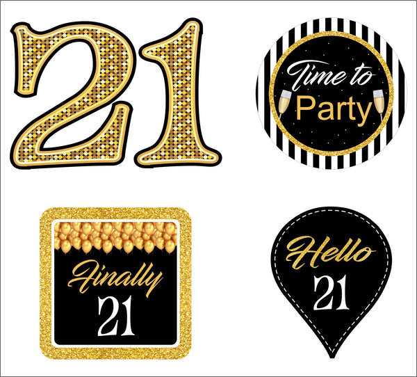 21st Theme Birthday Party Cupcake Toppers for Decoration