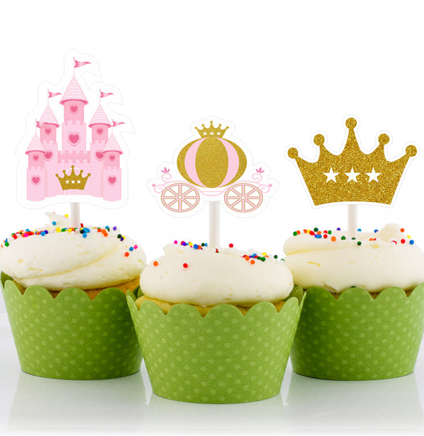 Princess Birthday Party Cupcake Toppers for Decoration