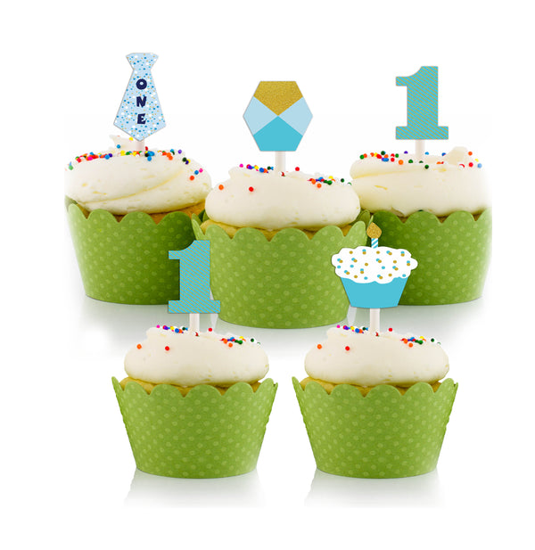 One Is Fun Birthday Party Cupcake Toppers for Decoration