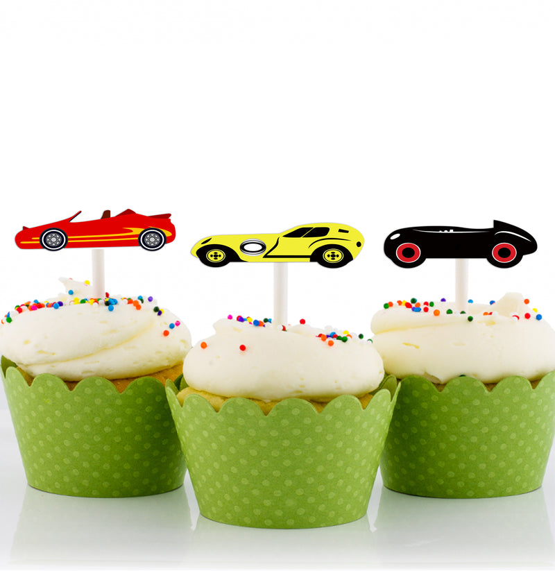 Racing Car Theme Birthday Party Cupcake Toppers for Decoration