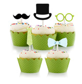 Little Man Theme Birthday Party Cupcake Toppers for Decoration