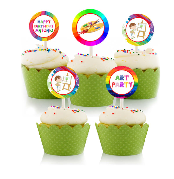 Art & Craft Theme Birthday Party Cupcake Toppers for Decoration