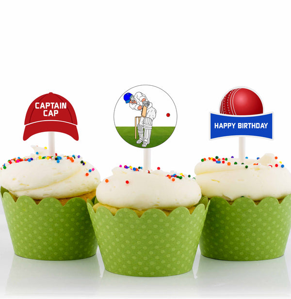 Cricket Theme Birthday Party Cupcake Toppers for Decoration