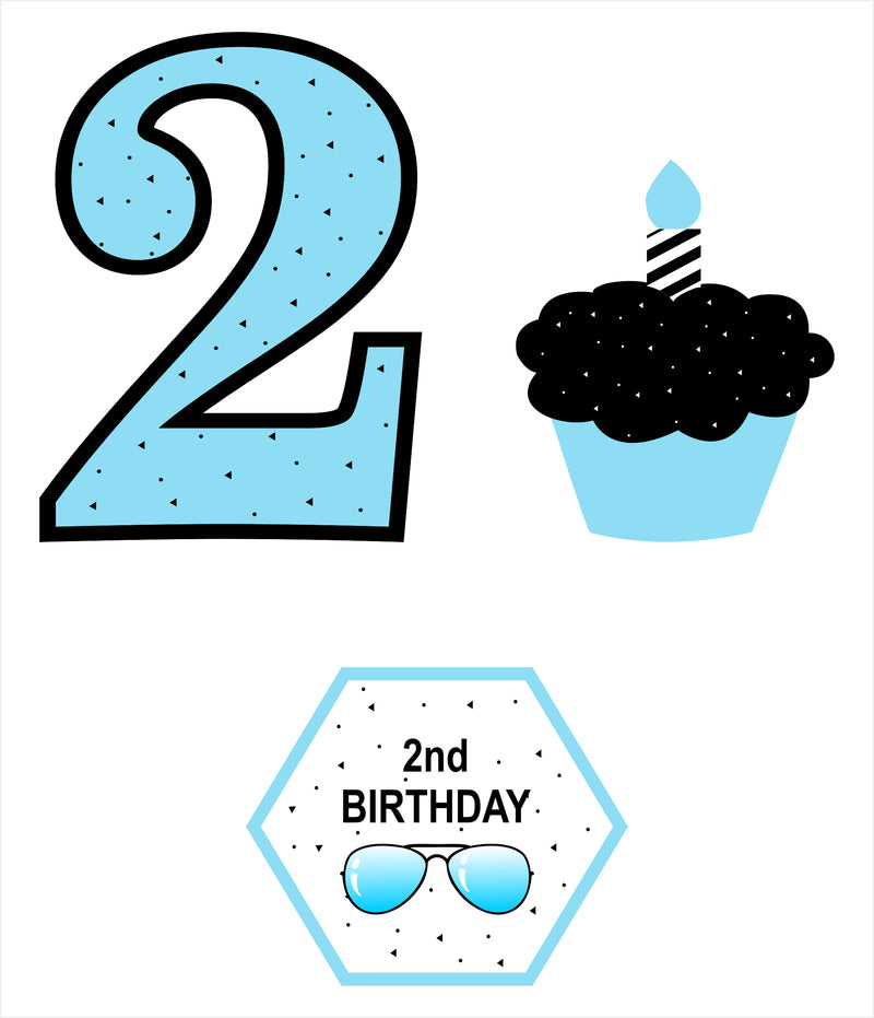 Two Cool Party Theme Birthday Cupcake Toppers for Decoration