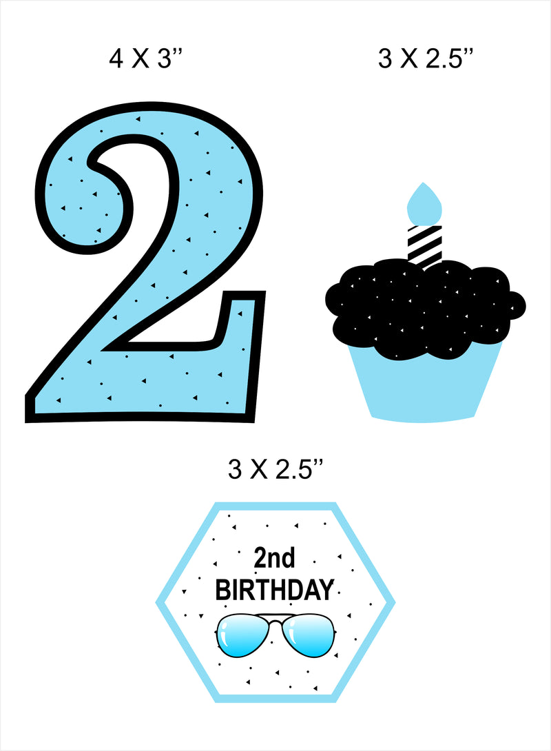 Two Cool Party Theme Birthday Cupcake Toppers for Decoration