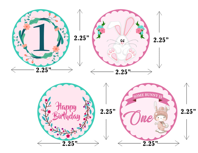 Bunny Theme Birthday Party Cupcake Toppers for Decoration