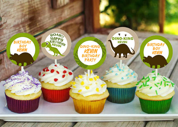 Dinosaur Theme Birthday Party Cupcake Toppers for Decoration