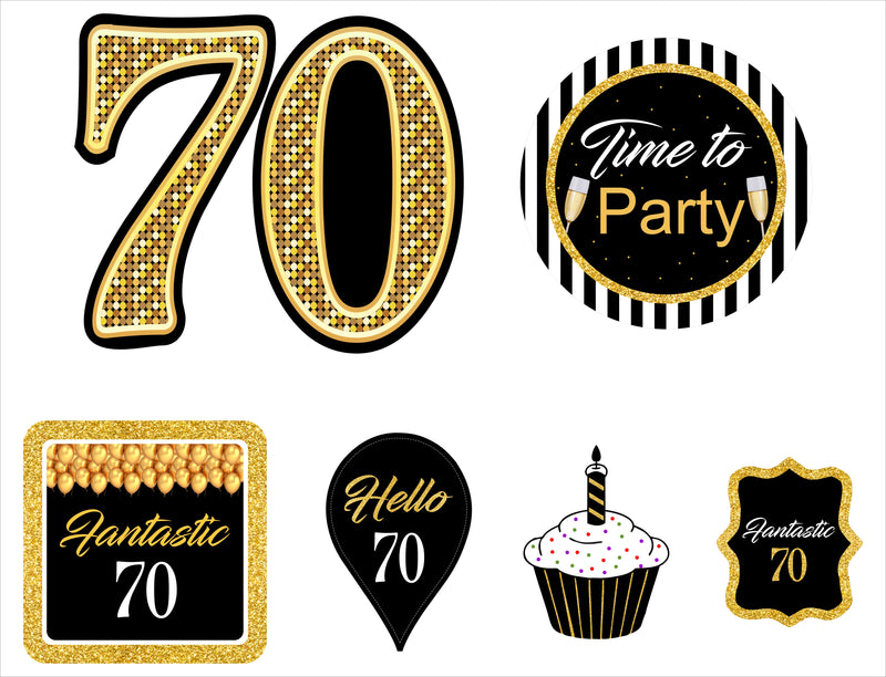 70th Theme Birthday Party Cutouts