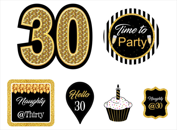 30th Theme Birthday Party Cutouts