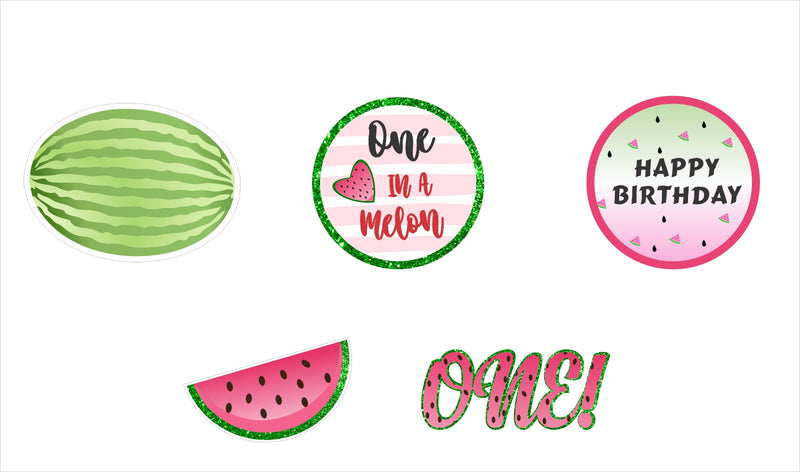 One In A Melon Theme Birthday Party Cutouts