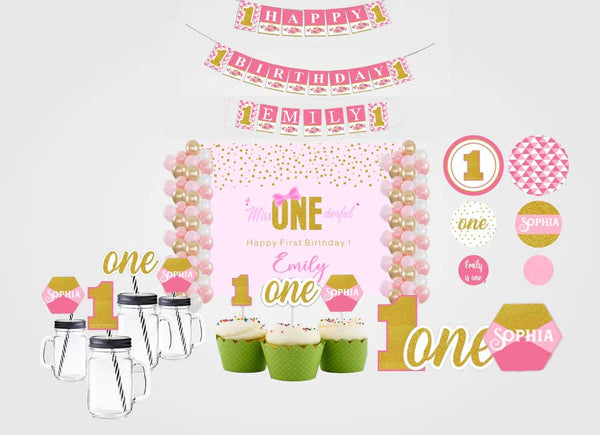 One Is Fun Theme Birthday Complete Personalize Party Kit