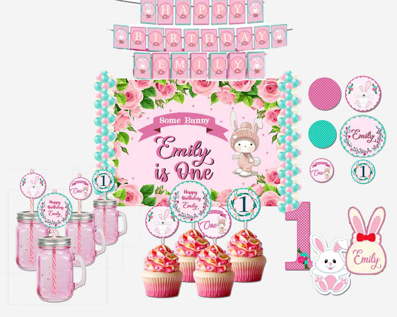 Bunny Theme Birthday Complete Personalize Party Kit