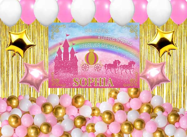 Princess Birthday Party Complete Set with Personalized Backdrop