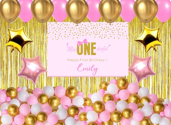 One Is Fun Theme Birthday Party Complete Set with Personalized Backdrop