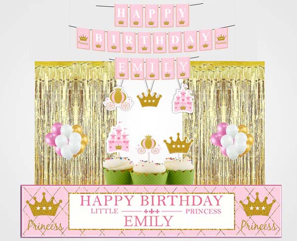 Princess Birthday Party Decoration Kit - Personalized