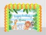 Jungle Safari Theme Birthday Party Decoration Kit With Personalized Backdrop.