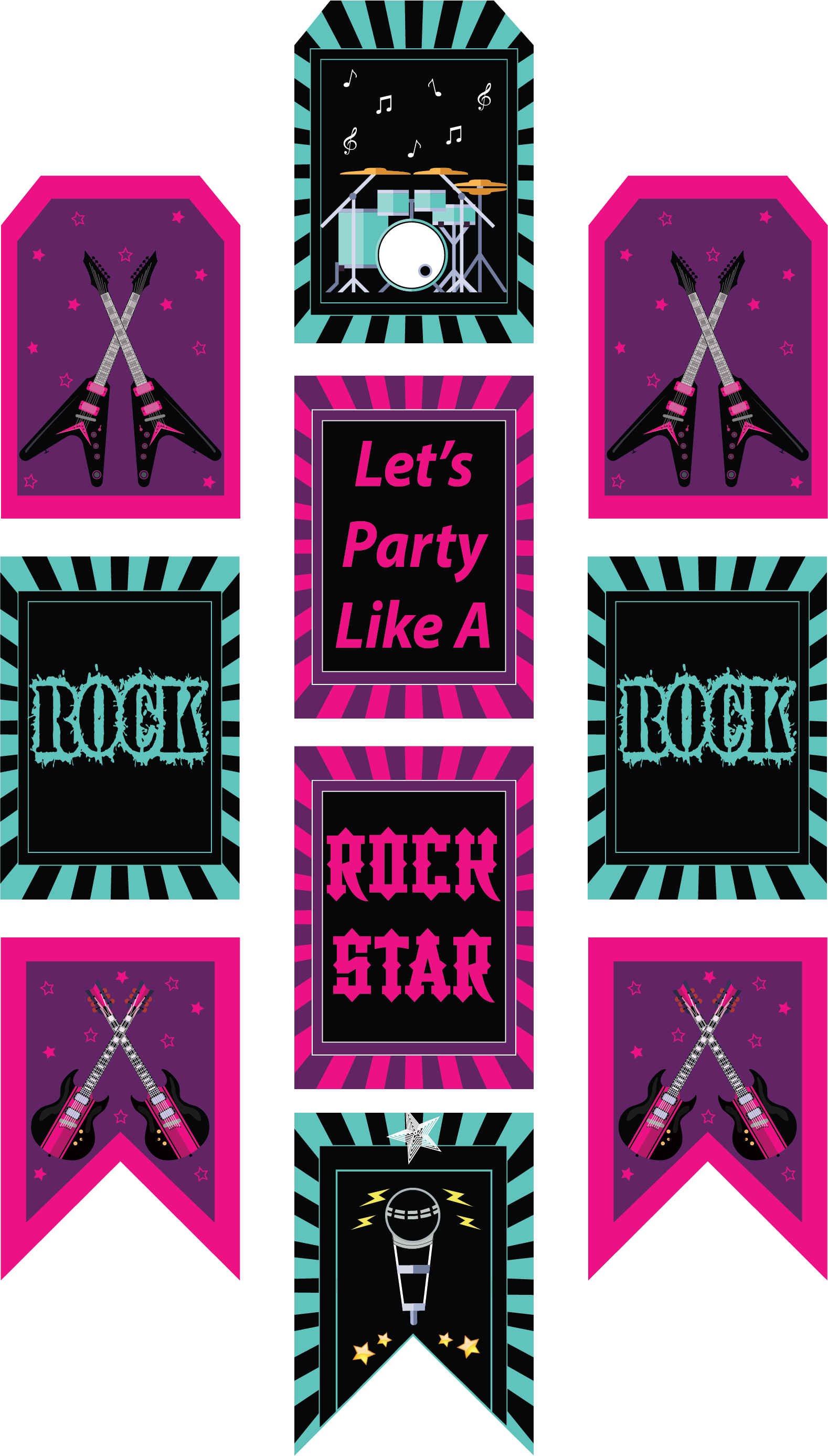 Rockstar Theme Birthday Paper Door Banner or for Wall Decoration.
