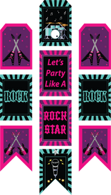 Rockstar Theme Birthday Paper Door Banner or for Wall Decoration.