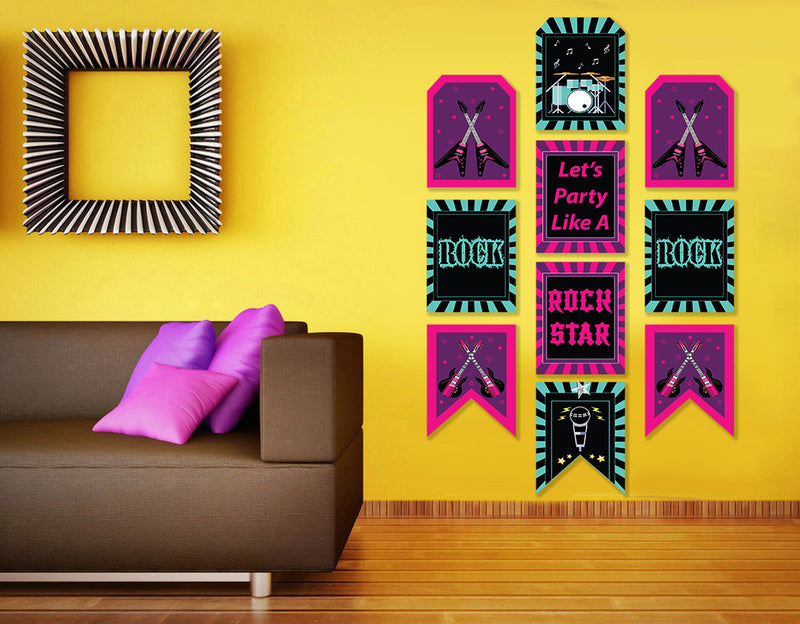 Rockstar Theme Birthday Paper Door Banner or for Wall Decoration.