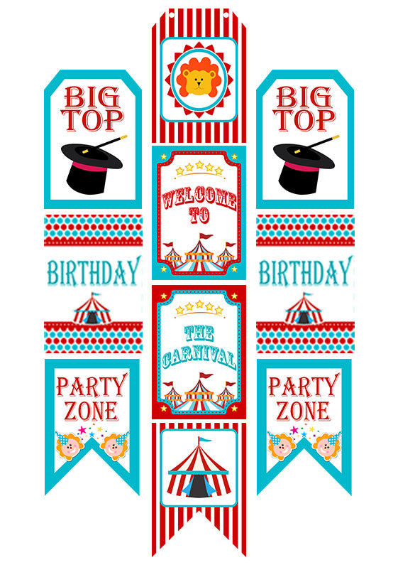 Carnival Theme Birthday Paper Door Banner or for Wall Decoration.