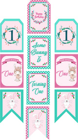 Bunny Theme Birthday Paper Door Banner/ Wall Decoration.