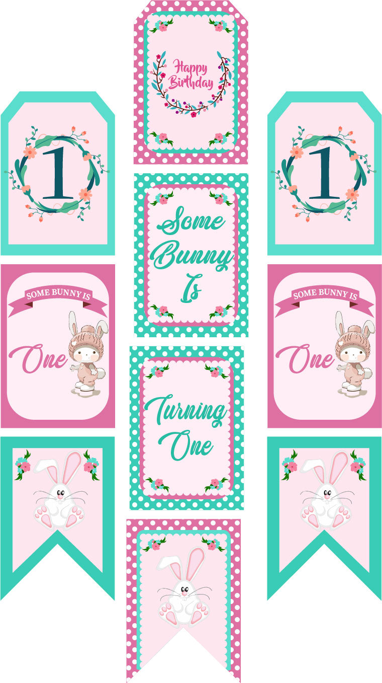 Bunny Theme Birthday Paper Door Banner/ Wall Decoration.