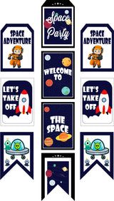 Space Theme Birthday Paper Door Banner or for Wall Decoration.